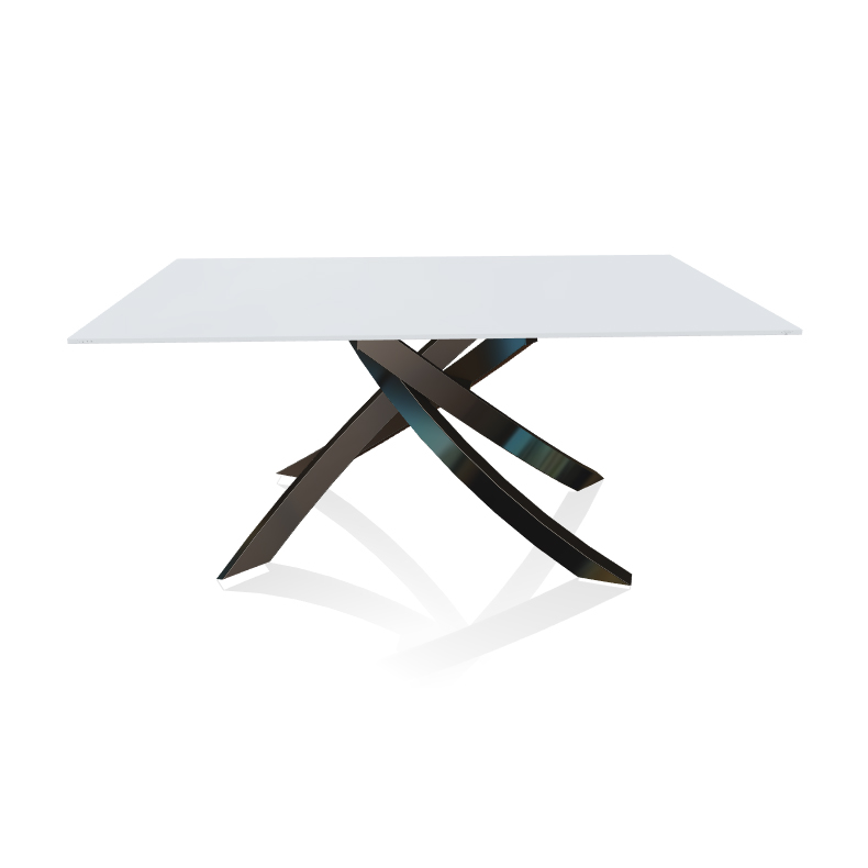 BONTEMPI CASA table avec structure noir poli ARTISTICO 20.13 160x90 cm (Anti-rayures blanc opaque - 