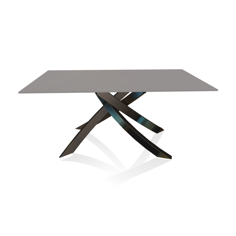 BONTEMPI CASA table avec structure noir poli ARTISTICO 20.13 160x90 cm (Anti-rayures gris clair opaq