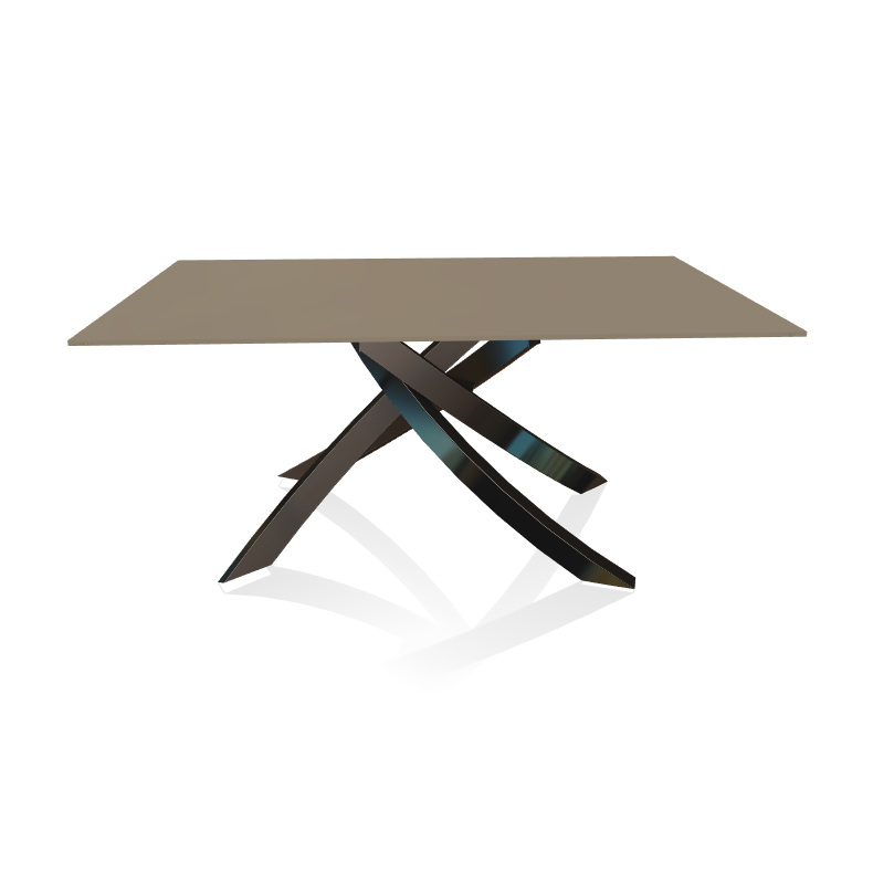 BONTEMPI CASA table avec structure noir poli ARTISTICO 20.13 160x90 cm (Anti-rayures tourterelle opa