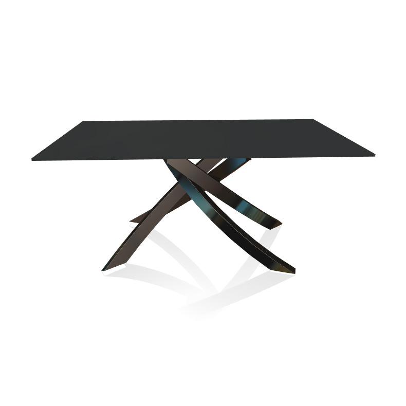 BONTEMPI CASA table avec structure noir poli ARTISTICO 20.13 160x90 cm (Anti-rayures anthracite opaq