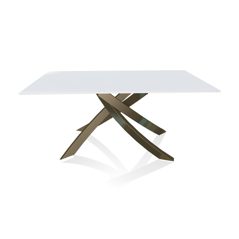 BONTEMPI CASA table avec structure laiton vielli ARTISTICO 20.13 160x90 cm (Extrawhite brillant - Pl