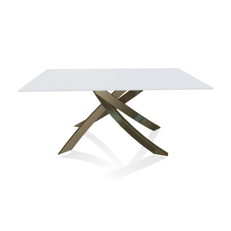 BONTEMPI CASA table avec structure laiton vielli ARTISTICO 20.13 160x90 cm (Anti-rayures blanc opaqu