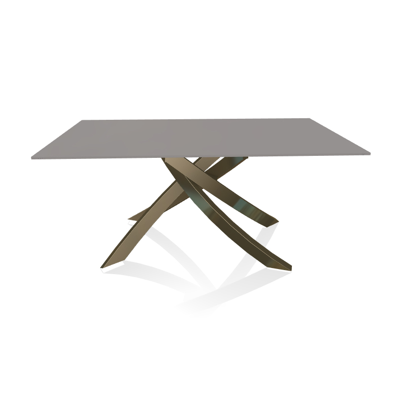 BONTEMPI CASA table avec structure laiton vielli ARTISTICO 20.13 160x90 cm (Anti-rayures gris clair 