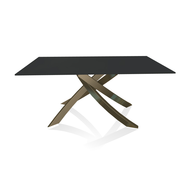 BONTEMPI CASA table avec structure laiton vielli ARTISTICO 20.13 160x90 cm (Anti-rayures anthracite 