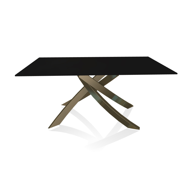 BONTEMPI CASA table avec structure laiton vielli ARTISTICO 20.13 160x90 cm (Anti-rayures noir opaque