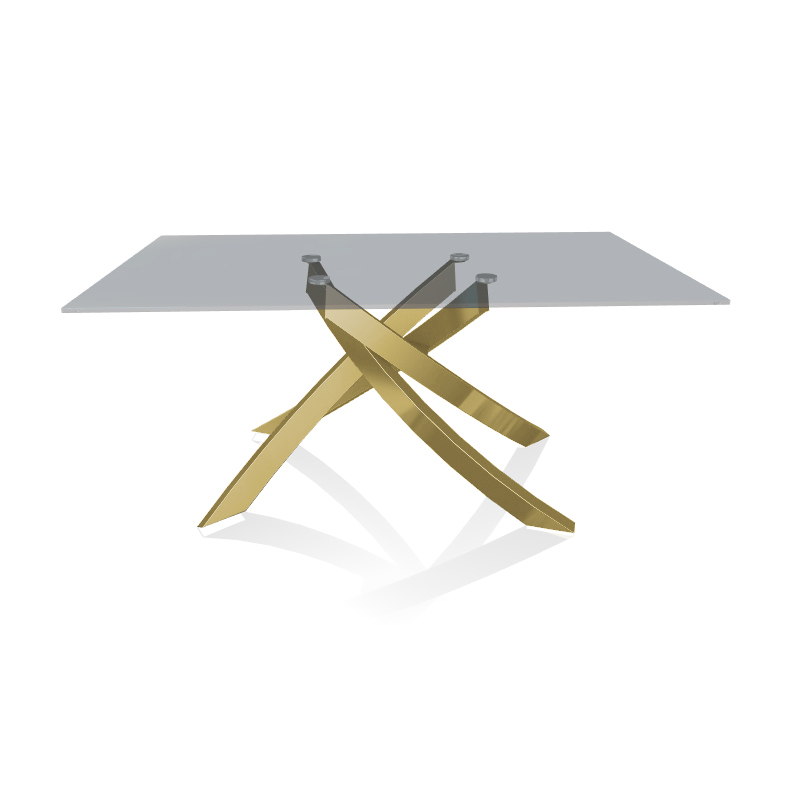 BONTEMPI CASA table avec structure or ARTISTICO 20.13 160x90 cm (Transparent fumé - Plateau en verre