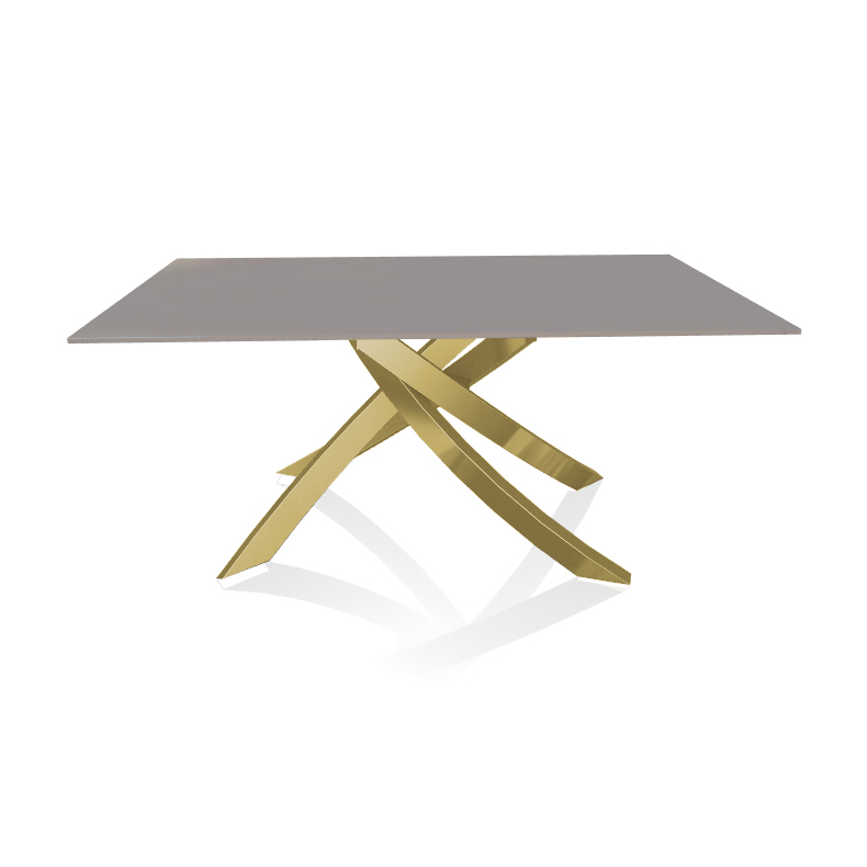 BONTEMPI CASA table avec structure or ARTISTICO 20.13 160x90 cm (Laqué gris clair brillant - Plateau