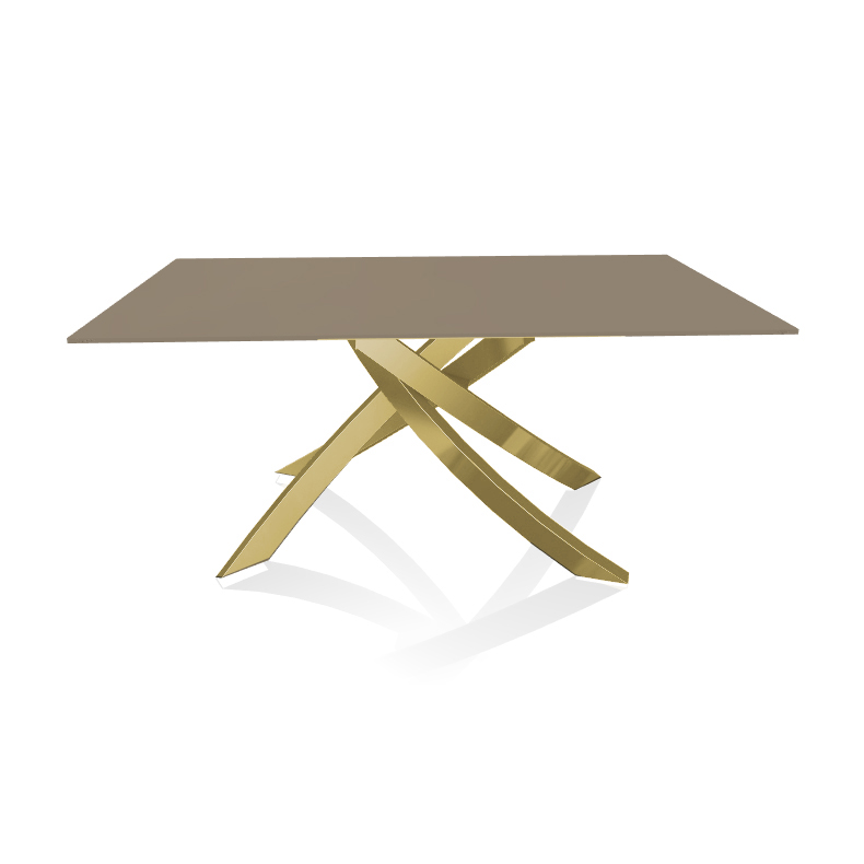 BONTEMPI CASA table avec structure or ARTISTICO 20.13 160x90 cm (Anti-rayures tourterelle opaque - P