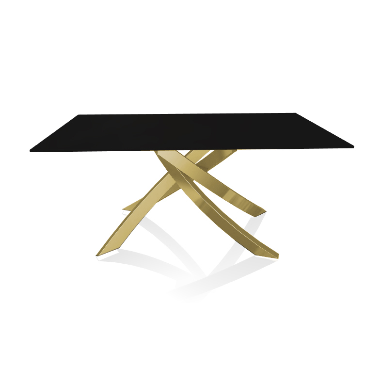 BONTEMPI CASA table avec structure or ARTISTICO 20.13 160x90 cm (Anti-rayures noir opaque - Plateau 