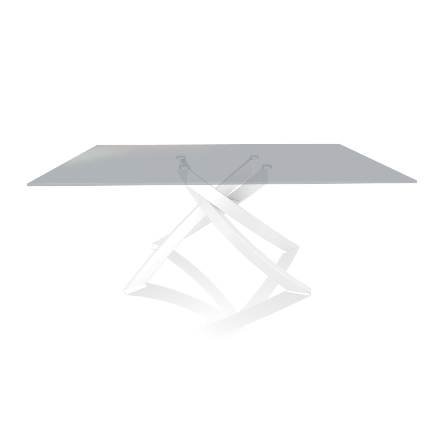 BONTEMPI CASA table avec structure blanche ARTISTICO 20.00 180x106 cm (Transparent fumé - Plateau en