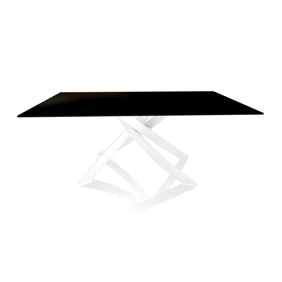 BONTEMPI CASA table avec structure blanche ARTISTICO 20.00 180x106 cm (Laqué noir brillant - Plateau