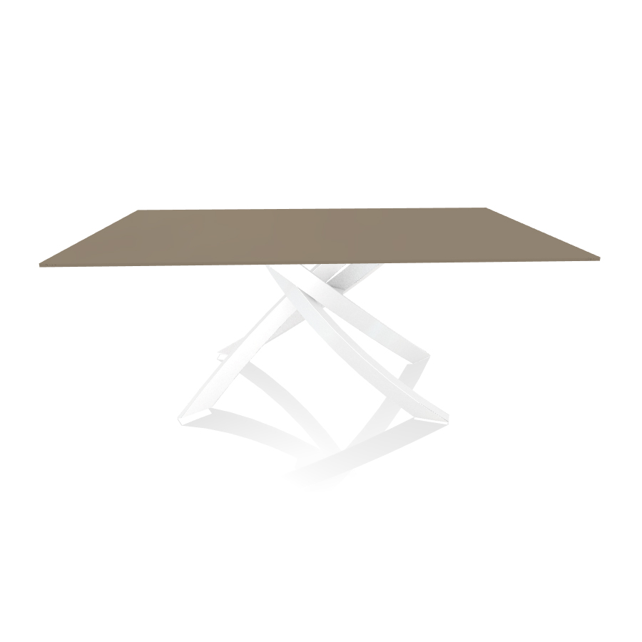 BONTEMPI CASA table avec structure blanche ARTISTICO 20.00 180x106 cm (Anti-rayures tourterelle opaq