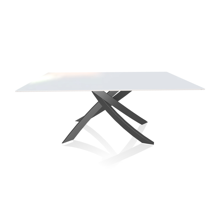 BONTEMPI CASA table avec structure anthracite ARTISTICO 20.00 180x106 cm (Extrawhite brillant - Plat