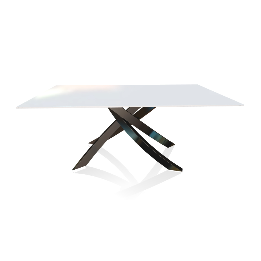 BONTEMPI CASA table avec structure noir poli ARTISTICO 20.00 180x106 cm (Extrawhite brillant - Plate
