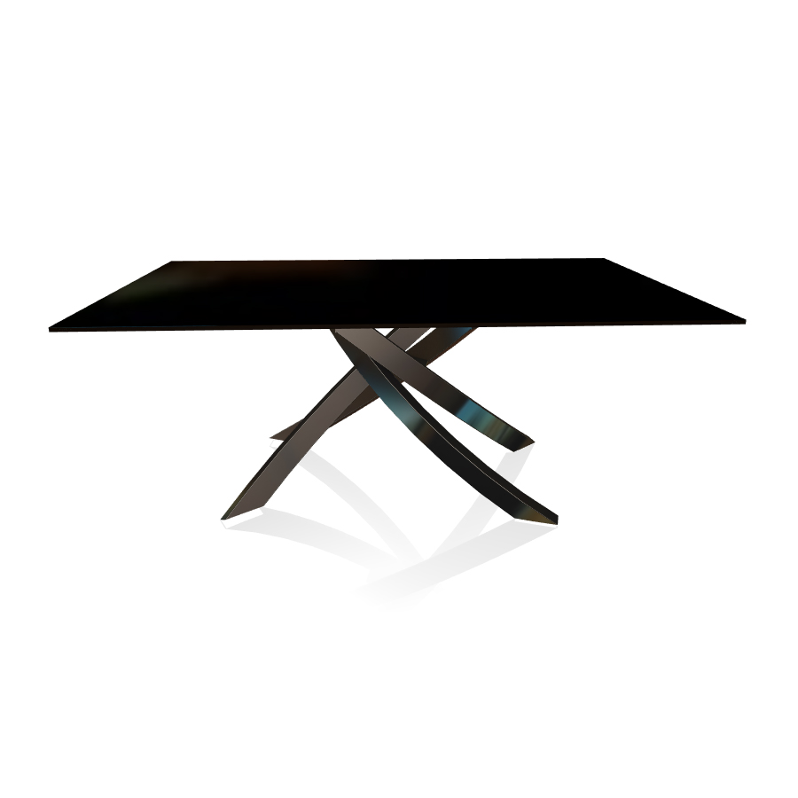 BONTEMPI CASA table avec structure noir poli ARTISTICO 20.00 180x106 cm (Laqué noir brillant - Plate