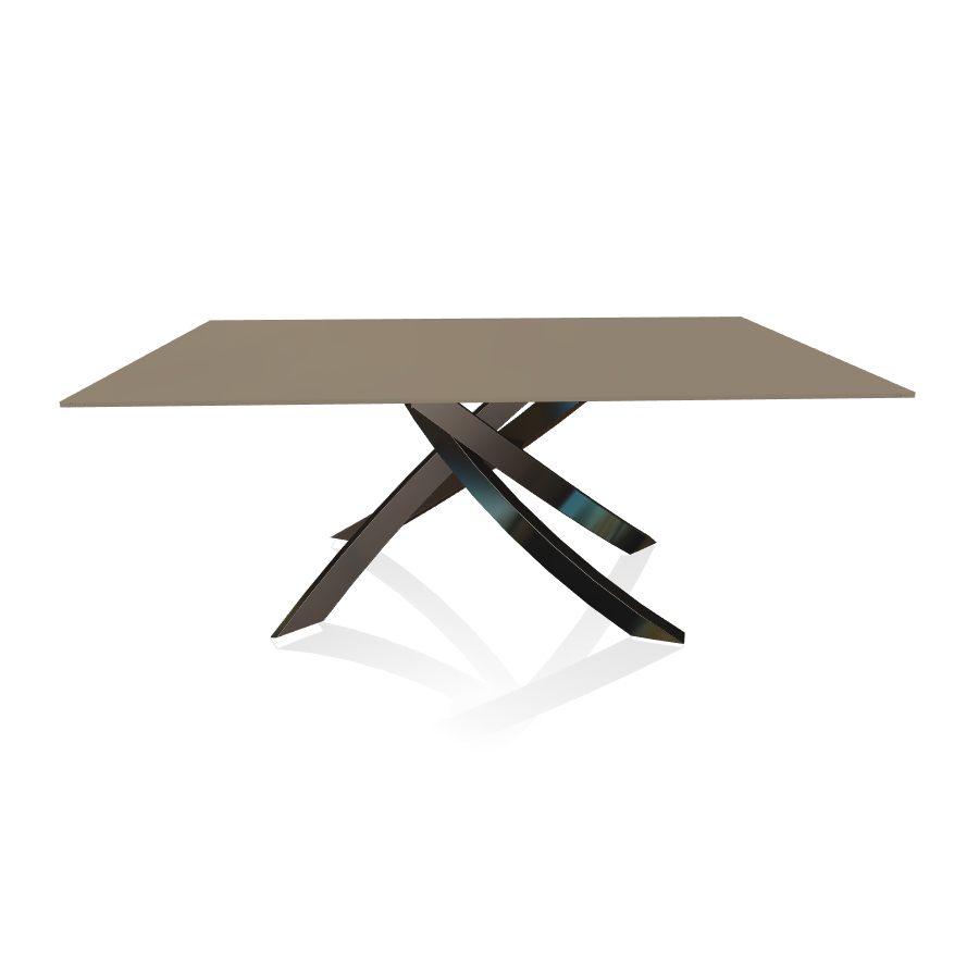 BONTEMPI CASA table avec structure noir poli ARTISTICO 20.00 180x106 cm (Anti-rayures tourterelle op