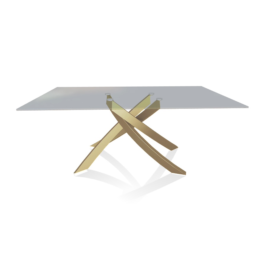 BONTEMPI CASA table avec structure or ARTISTICO 20.00 180x106 cm (Transparent fumé - Plateau en verr
