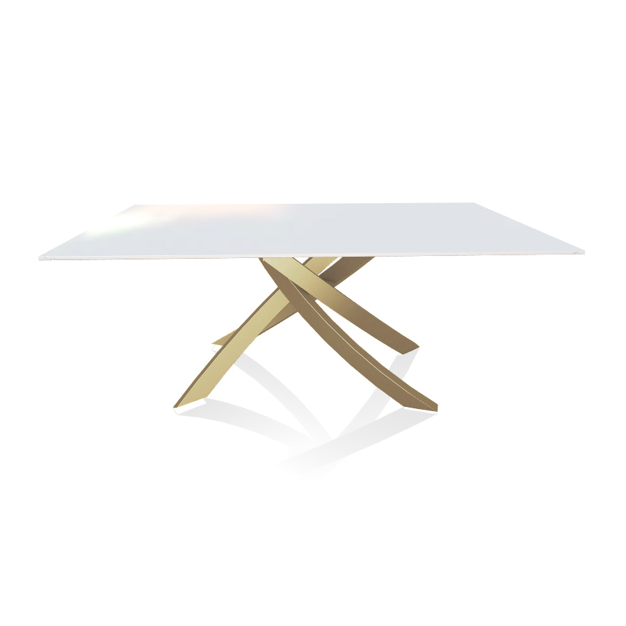 BONTEMPI CASA table avec structure or ARTISTICO 20.00 180x106 cm (Extrawhite brillant - Plateau en v
