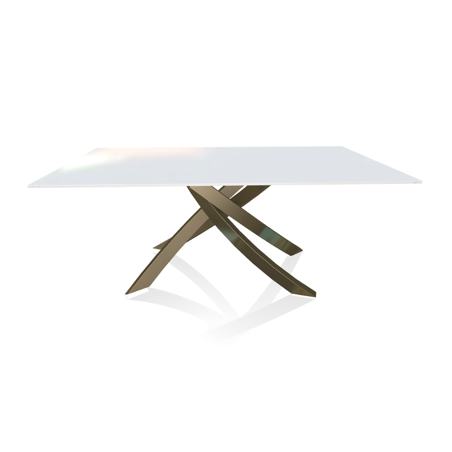 BONTEMPI CASA table avec structure laiton vielli ARTISTICO 20.00 180x106 cm (Extrawhite brillant - P