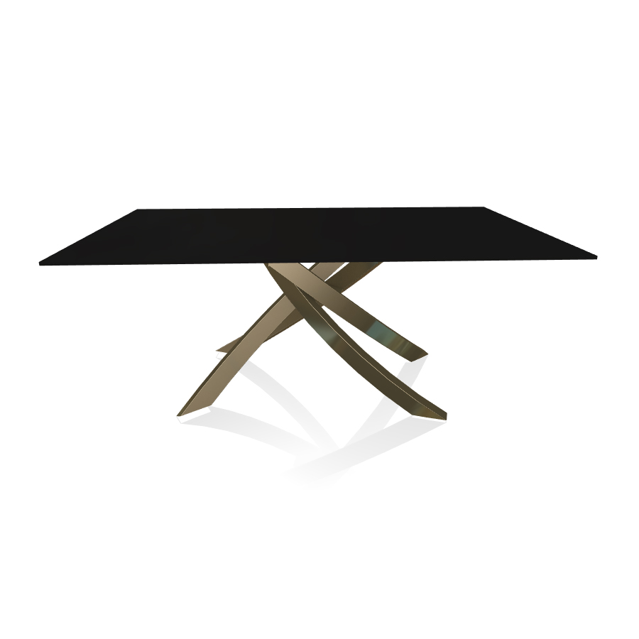 BONTEMPI CASA table avec structure laiton vielli ARTISTICO 20.00 180x106 cm (Anti-rayures noir opaqu