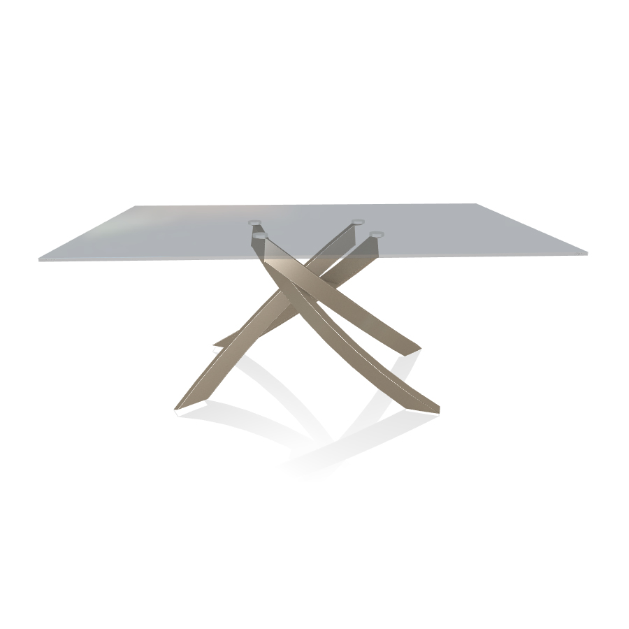 BONTEMPI CASA table avec structure sable ARTISTICO 20.00 180x106 cm (Transparent fumé - Plateau en v
