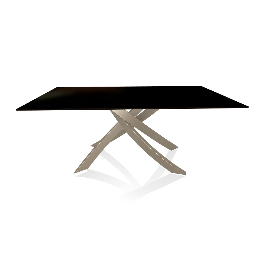 BONTEMPI CASA table avec structure sable ARTISTICO 20.00 180x106 cm (Laqué noir brillant - Plateau e