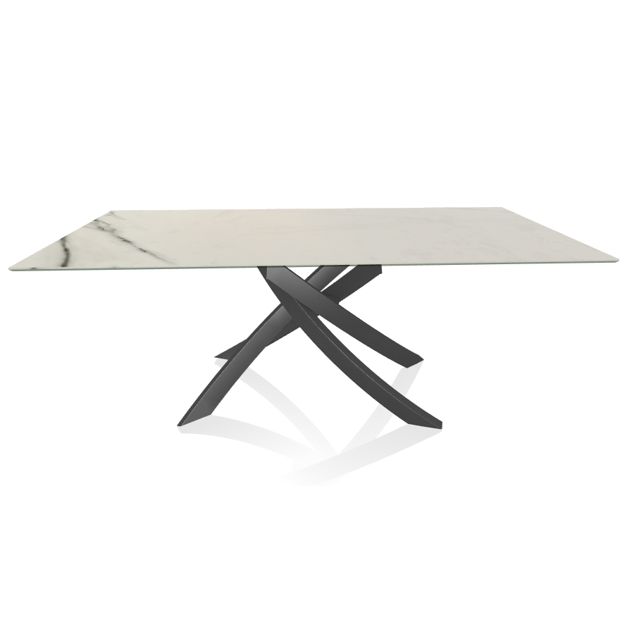 BONTEMPI CASA table avec structure anthracite ARTISTICO 52.45 200x100 cm (Blanc Statuario mat - Plat