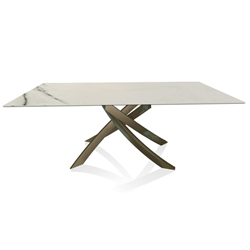 BONTEMPI table with aged brass frame ARTISTICO 52.45 200x100 cm