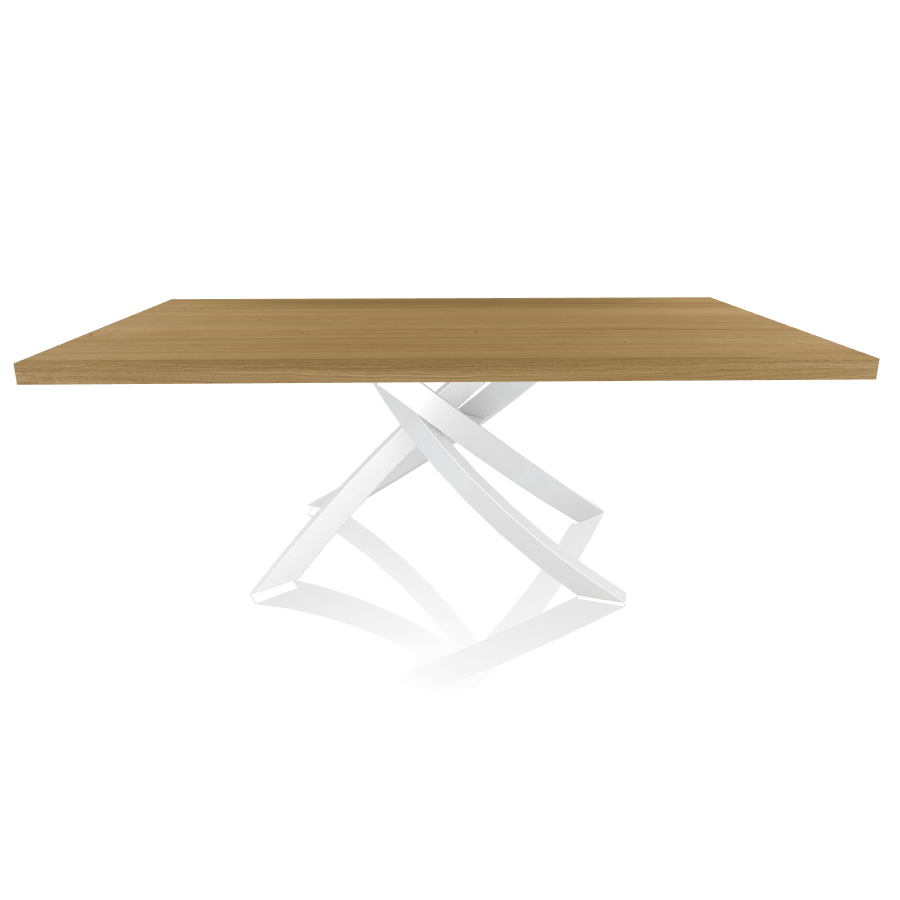 BONTEMPI CASA table avec structure blanche ARTISTICO 20.01 200x106 cm (Chêne naturel - Plateau en bo