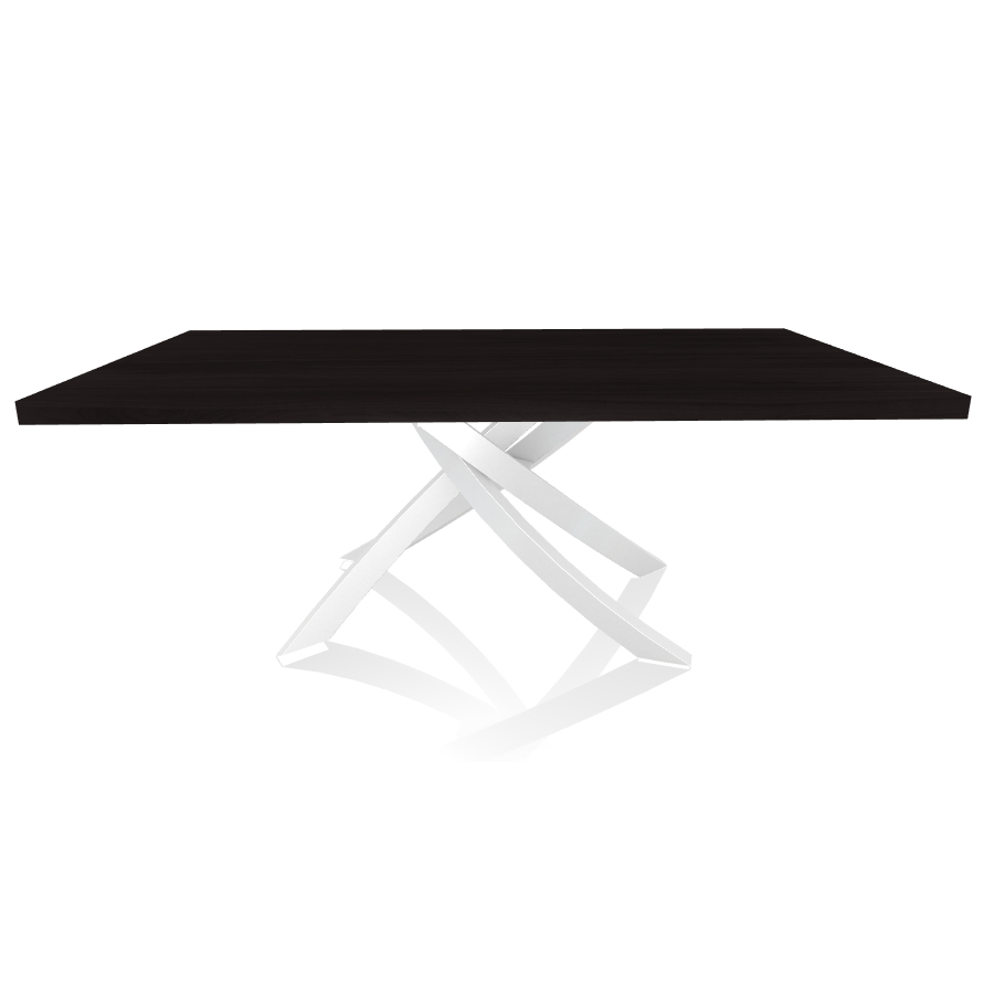 BONTEMPI CASA table avec structure blanche ARTISTICO 20.01 200x106 cm (Chêne Charbon - Plateau en bo