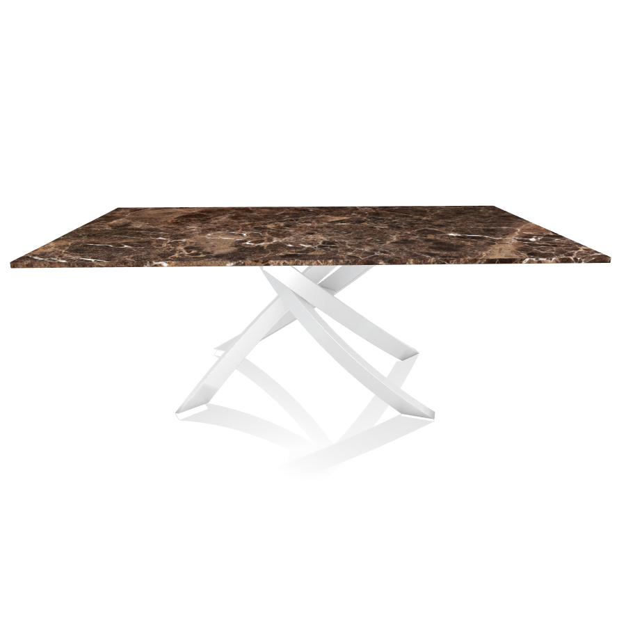 BONTEMPI CASA table avec structure blanche ARTISTICO 20.01 200x106 cm (Dark Emperador - Plateau en m