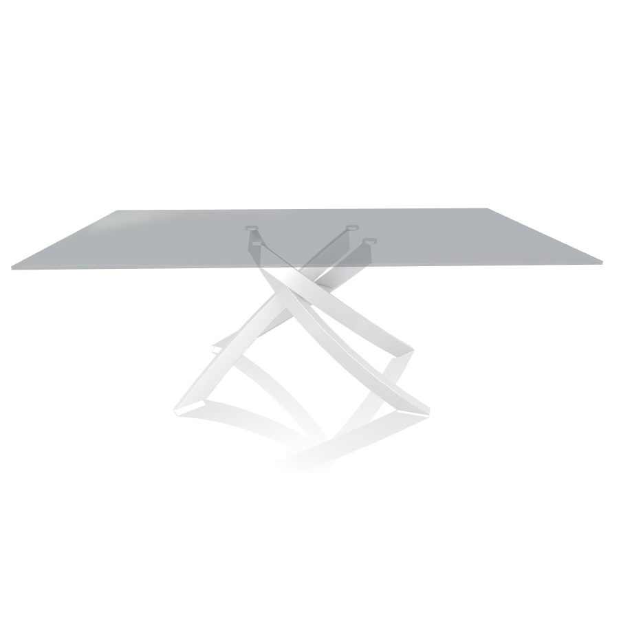 BONTEMPI CASA table avec structure blanche ARTISTICO 20.01 200x106 cm (Transparent fumé - Plateau en
