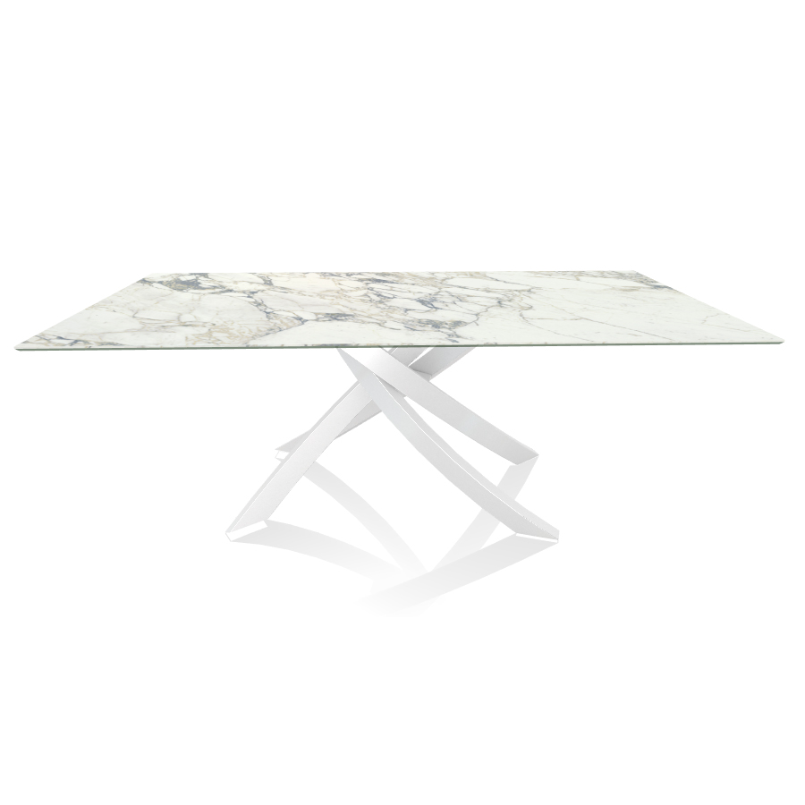 BONTEMPI CASA table avec structure blanche ARTISTICO 20.01 200x106 cm (Arabescato brillant - Plateau