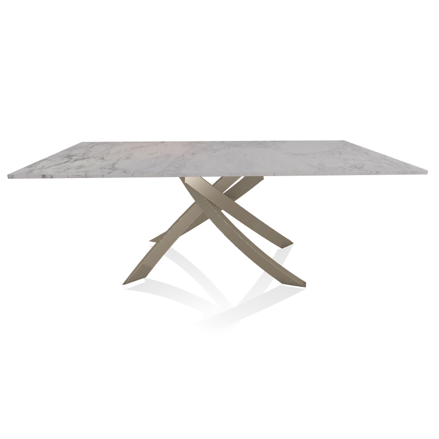 BONTEMPI CASA table avec structure sable ARTISTICO 20.01 200x106 cm (Blanc Dolomite - Plateau en mar