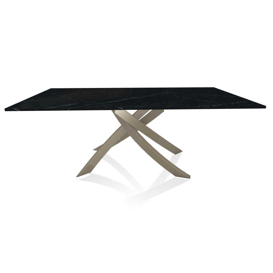 BONTEMPI CASA table avec structure sable ARTISTICO 20.01 200x106 cm (Noir Marquina - Plateau en marb