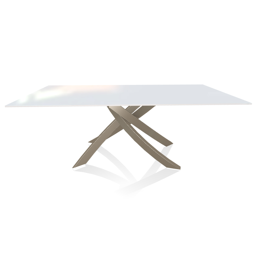BONTEMPI CASA table avec structure sable ARTISTICO 20.01 200x106 cm (Extrawhite brillant - Plateau e