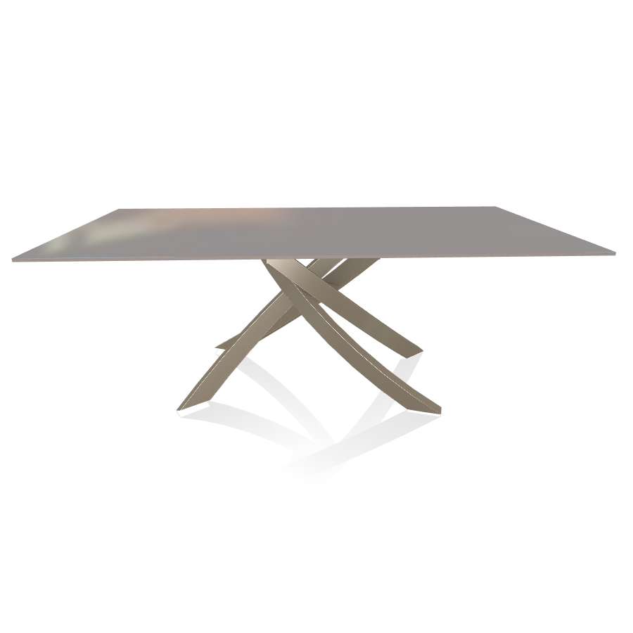 BONTEMPI CASA table avec structure sable ARTISTICO 20.01 200x106 cm (Laqué gris clair brillant - Pla