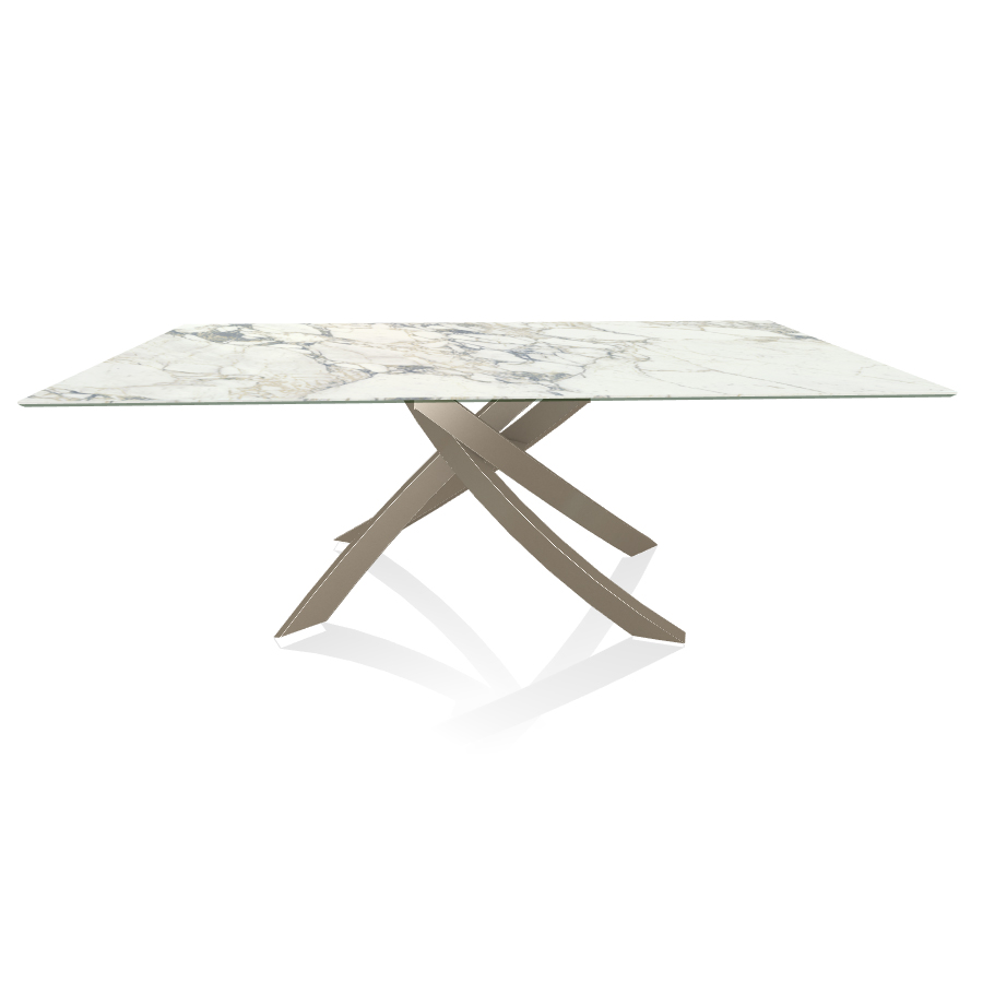 BONTEMPI CASA table avec structure sable ARTISTICO 20.01 200x106 cm (Arabescato brillant - Plateau e
