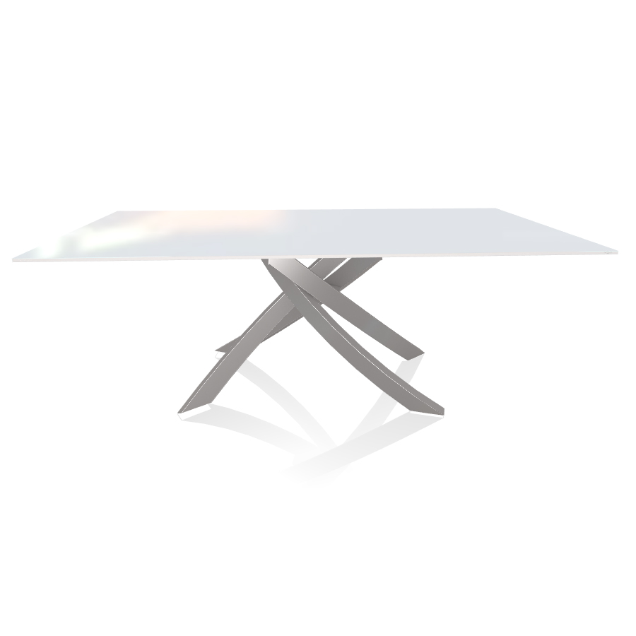 BONTEMPI CASA table avec structure gris clair ARTISTICO 20.01 200x106 cm (Extrawhite brillant - Plat