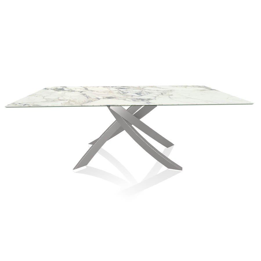 BONTEMPI CASA table avec structure gris clair ARTISTICO 20.01 200x106 cm (Arabescato brillant - Plat