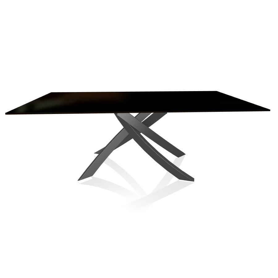 BONTEMPI CASA table avec structure anthracite ARTISTICO 20.01 200x106 cm (Laqué noir brillant - Plat