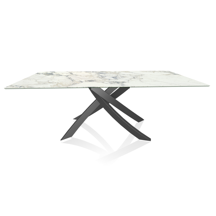 BONTEMPI CASA table avec structure anthracite ARTISTICO 20.01 200x106 cm (Arabescato brillant - Plat