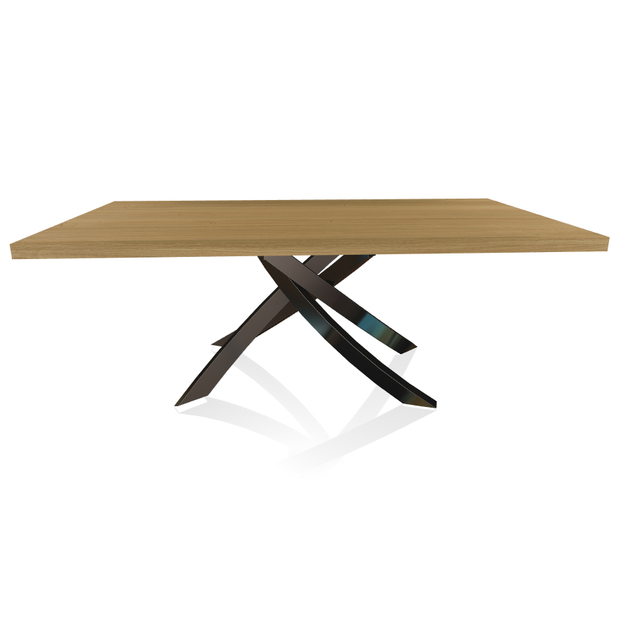 BONTEMPI CASA table avec structure noir poli ARTISTICO 20.01 200x106 cm (Chêne naturel - Plateau en 