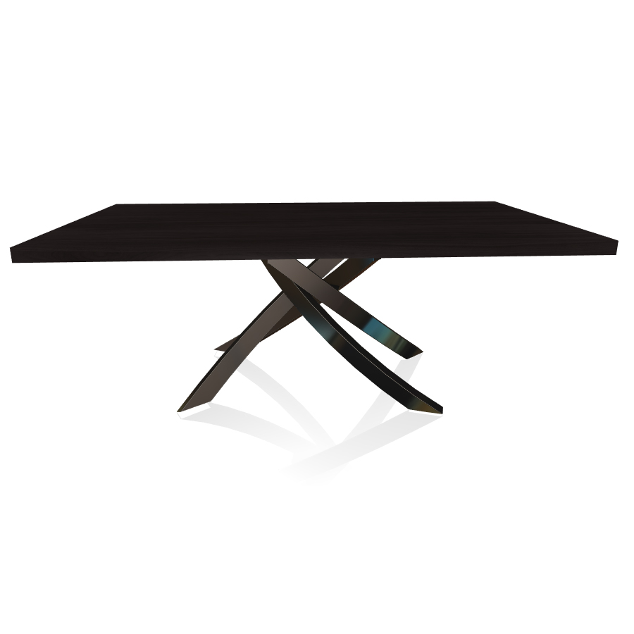 BONTEMPI CASA table avec structure noir poli ARTISTICO 20.01 200x106 cm (Chêne Charbon - Plateau en 