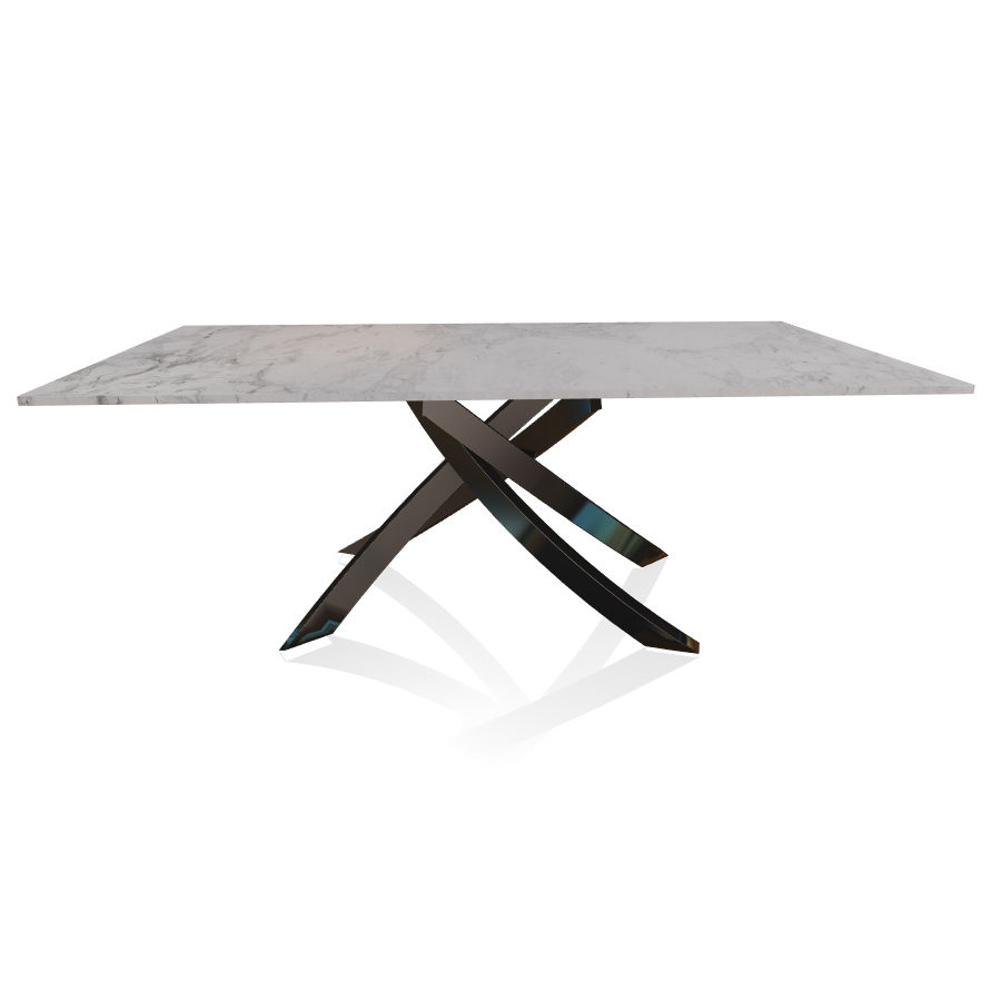 BONTEMPI CASA table avec structure noir poli ARTISTICO 20.01 200x106 cm (Blanc Dolomite - Plateau en