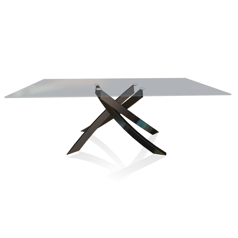 BONTEMPI CASA table avec structure noir poli ARTISTICO 20.01 200x106 cm (Transparent fumé - Plateau 