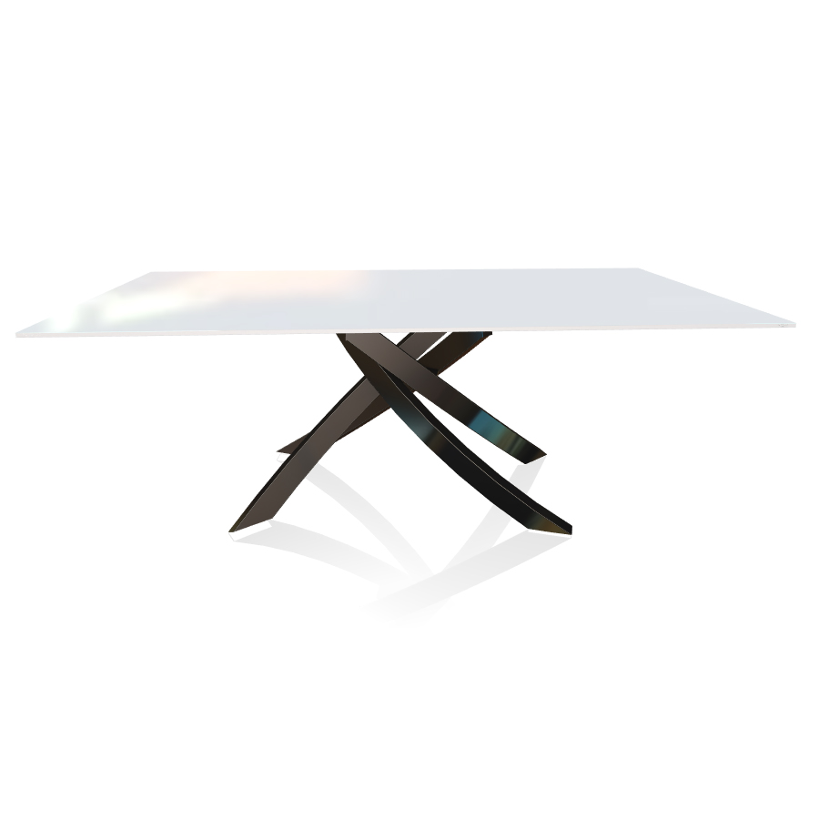 BONTEMPI CASA table avec structure noir poli ARTISTICO 20.01 200x106 cm (Extrawhite brillant - Plate