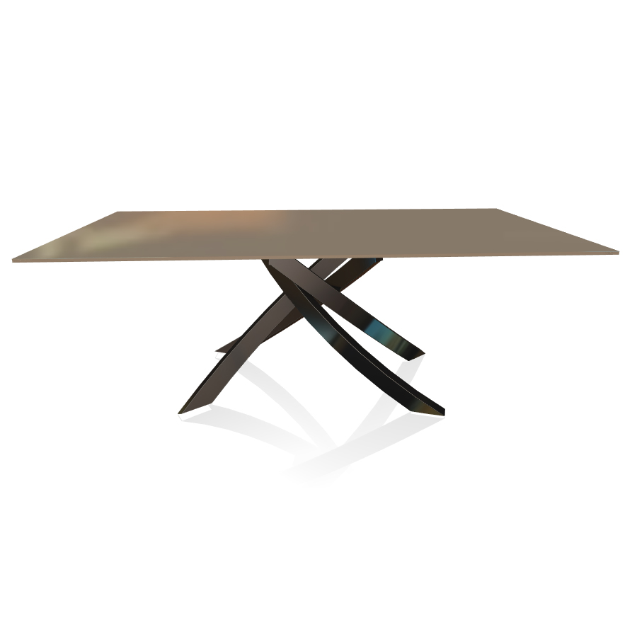 BONTEMPI CASA table avec structure noir poli ARTISTICO 20.01 200x106 cm (Tourterelle brillant - Plat
