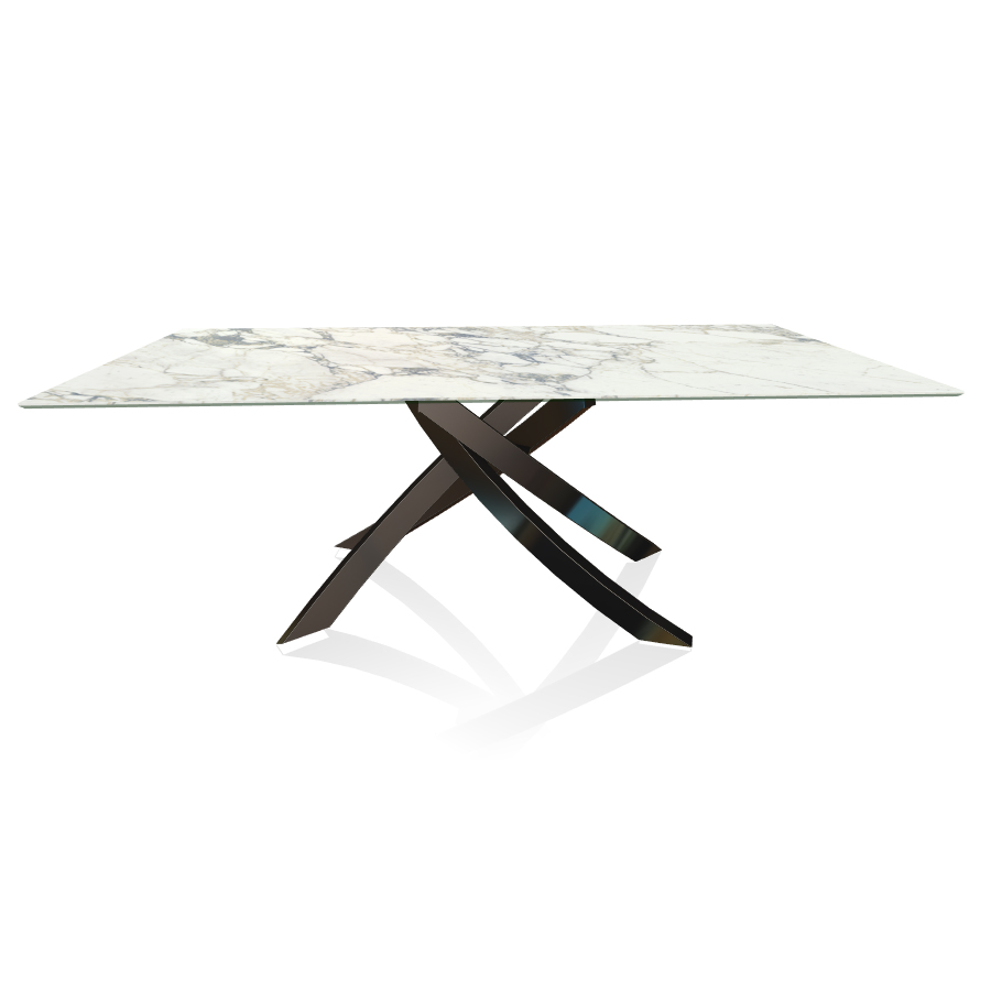 BONTEMPI CASA table avec structure noir poli ARTISTICO 20.01 200x106 cm (Arabescato brillant - Plate
