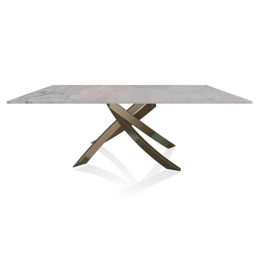 BONTEMPI CASA table avec structure laiton vielli ARTISTICO 20.01 200x106 cm (Blanc Dolomite - Platea